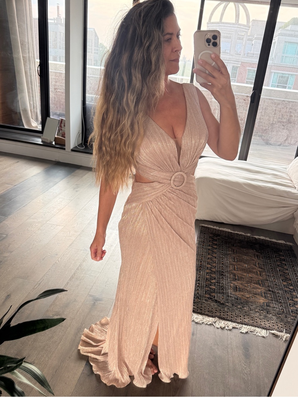 NARCES Haleth Metallic Cutout Gown